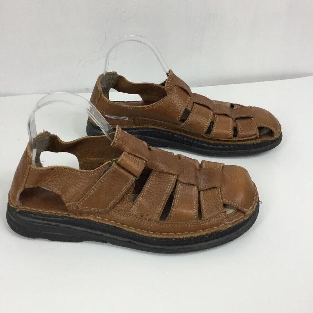 Brown Shoe Co. Mens Mc Farland Leather Strap Sandals Brown Size 11M 24933-7